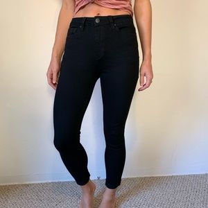 Black stretch jean ankle high rise pants